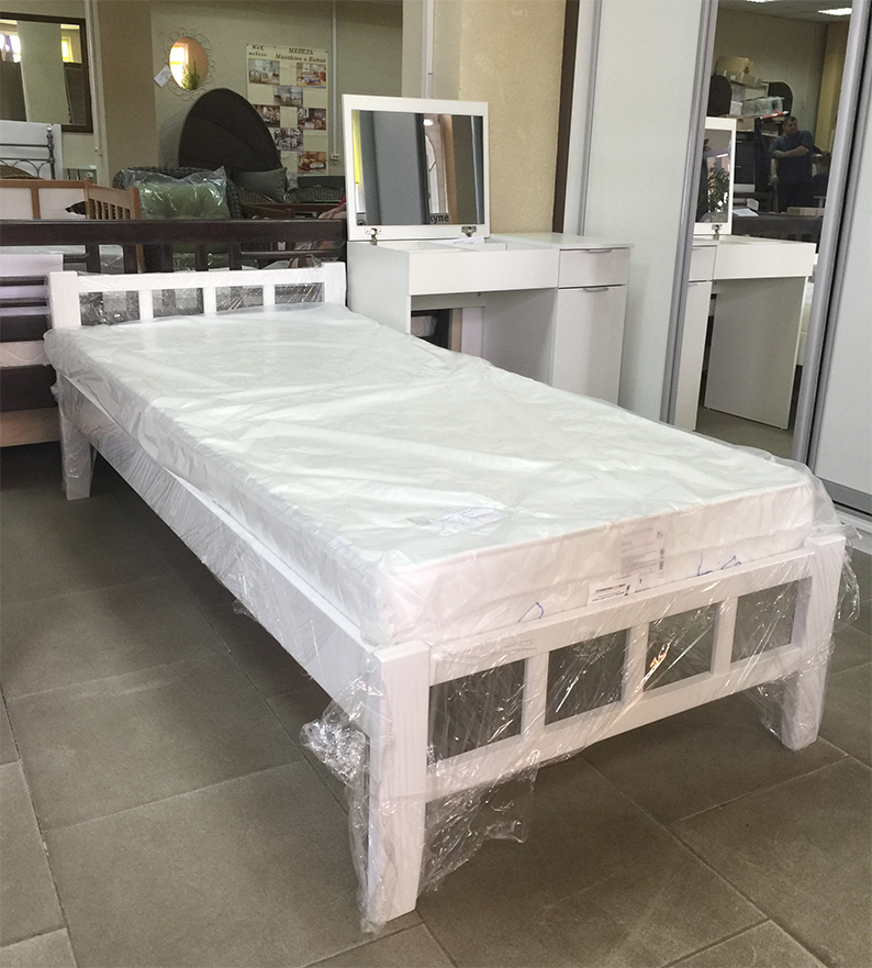 Кровать Ксения Эко белая 90 см бук